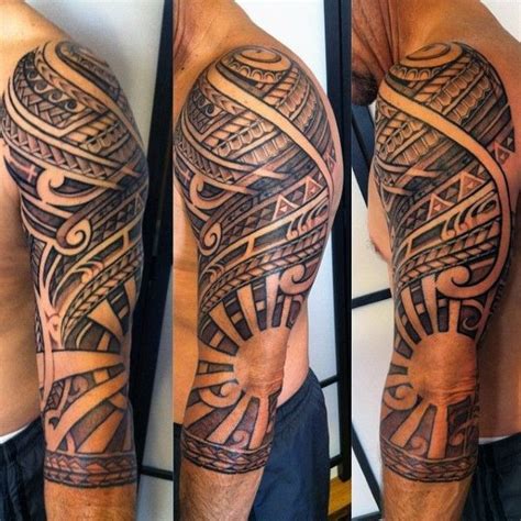 Download contains 2 high resolution. Polynesian Tribal Half Sleeve Tattoo With Negative Space ...