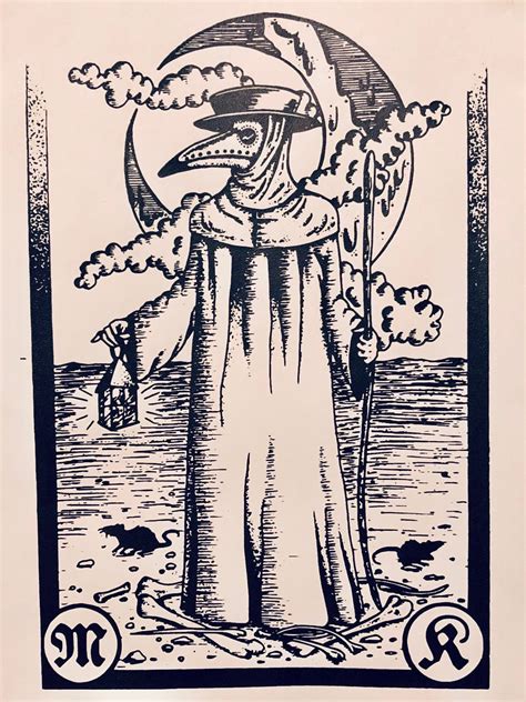 Plague Doctor Tarot 85x11 Poster Black On Bone Etsy