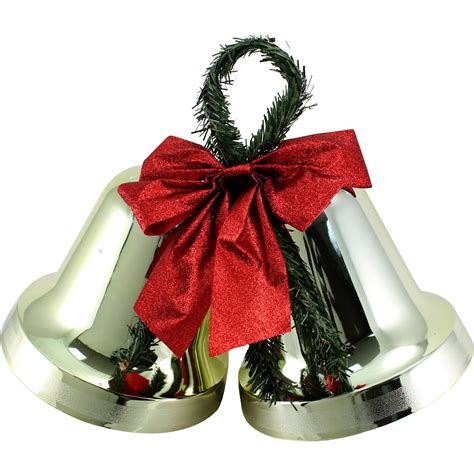 Holiday Time Christmas Decor 9.5" Double Bell Gold, Indoor / Outdoor
