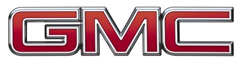 The Gmc Logo Is Shown In Red And Silver Letters With Chrome Lettering