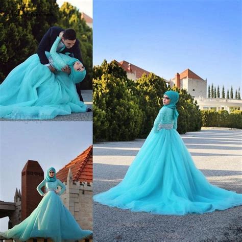 Elegant Blue Wedding Dress Sexy Bridal Dresses Long Sleeve