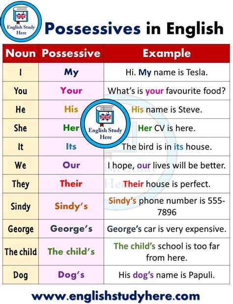 Forming The Possessives Possessives In English English Grammar Tenses