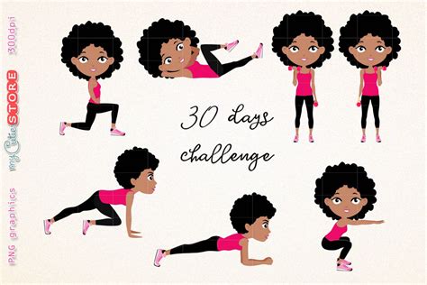 Afro Girl Fitness Workout Cute Girl 30 Days Challenge