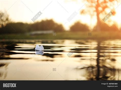 Paper Boat Floating On Image And Photo Free Trial Bigstock