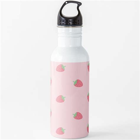 A Pink Water Bottle With Strawberries On It