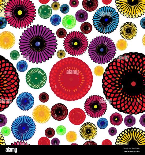 Seamless Geometric Pattern With Colorful Rosette Vector Design Stock