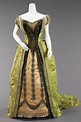 19th Century Women's Dress This dress is made of silk and metal The ...