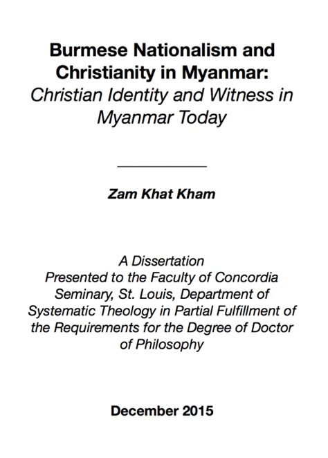 Burmese Nationalism And Christianity In Myanmar Christian Identity And