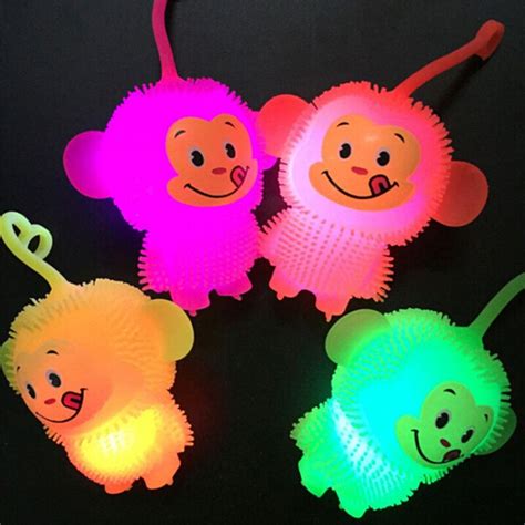 Cute Monkey Puffer Ball Light Up Puffer Monkey Ball Toy Flashing