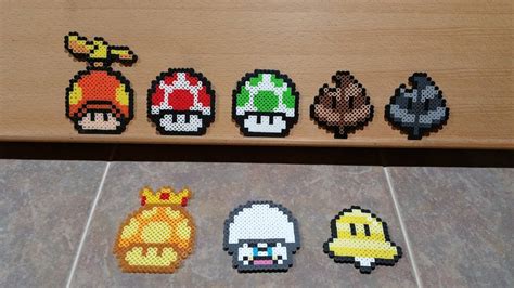 Super Mario Power Ups Custom Made Super Mario Perler 8 Bit Perler Bead