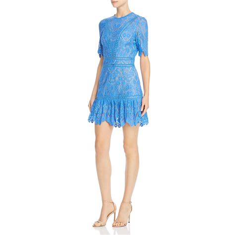 Saylor Womens Darian Blue Lace Open Back Fit And Flare Party Dress M Bhfo