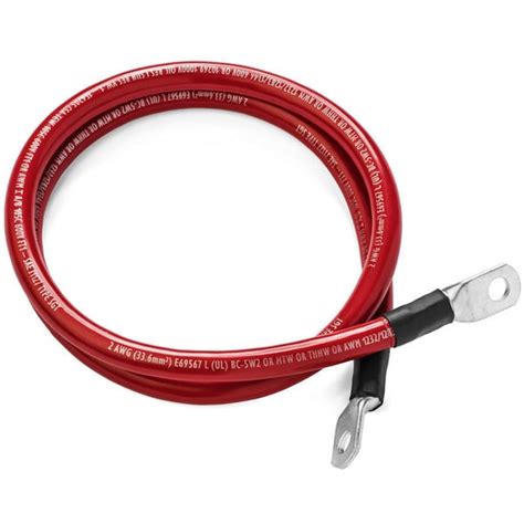 Spartan Power Single Red 1 Ft 2 Awg Battery Cable With 516 Ring Terminals Singlered1ft2awg Zoro