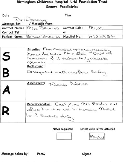 Handover And Note Keeping The Sbar Approach Semantic Scholar