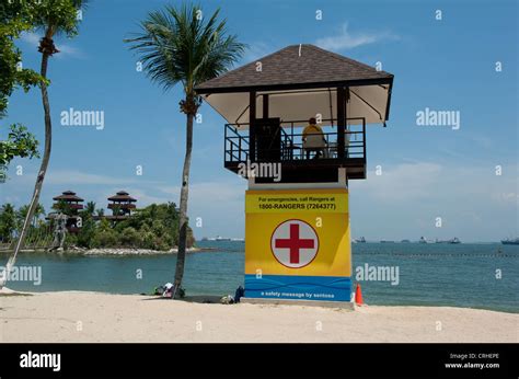 Life Savers Post At Palawan Beach Of Sentosa Island In Singapore Asia