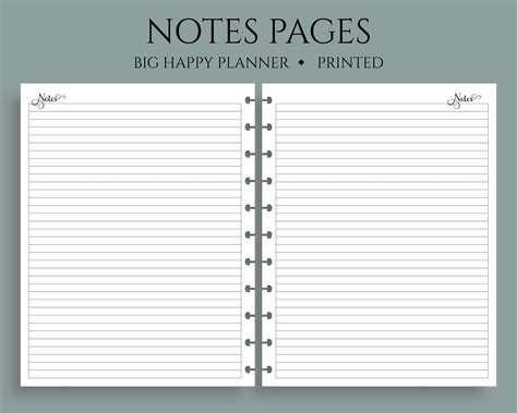 Notes Pages Lined Paper Planner Inserts Medium Ruled Etsy