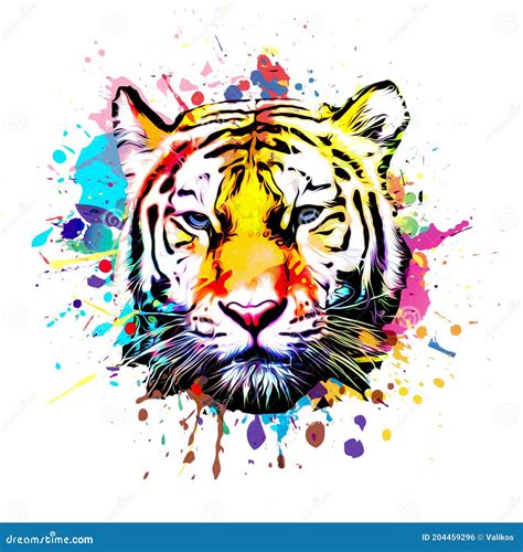 Bright Abstract Colorful Background With Tiger Paint Splashes Art