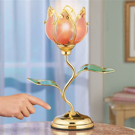 Flowering Tulip Glass Touch Sensitive Bedside Table Lamp Collections Etc