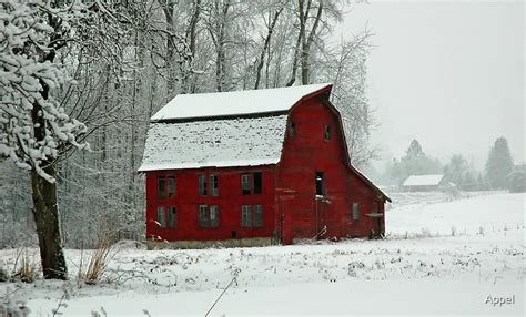 Red Barn Of Winter By Appel Redbubble