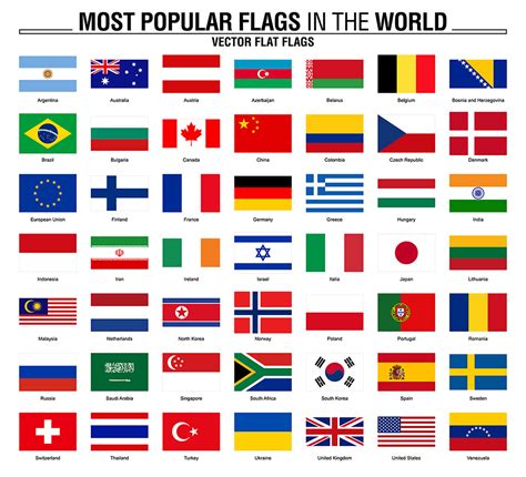 Collection Of Flags Most Popular World Flags 638139 Vector Art At Vecteezy