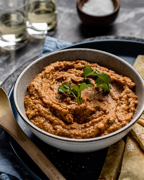 spicy roasted eggplant and red pepper spread foodiebelle