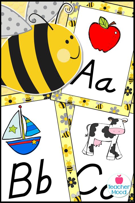 Use These Bee Themed Classroom Alphabet Posters As Functional Classroom