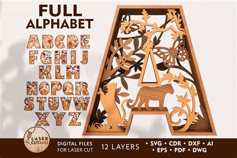 Letters Laser Cut Files Dxf Alphabet Svg File For Glowforge Etsy Canada
