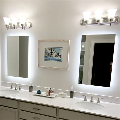 Whether it is putting on makeup in the morning or doing a quick check before running out the door for the day, bathroom. Side-Lighted LED Bathroom Vanity Mirror: 20" x 28 ...