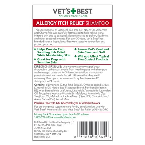 Vets Best Dog Allergy Itch Relief Shampoo Baxter Bailey And Company