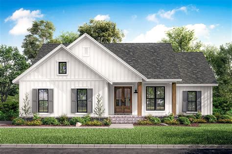 Single Story 3 Bedroom New American Ranch With Front Garage House Plan
