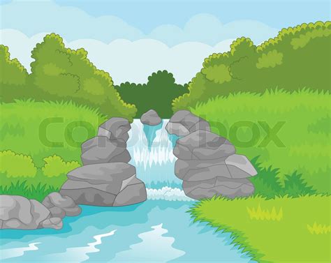 Sch Ner Wasserfall Cartoon Stock Vektor Colourbox