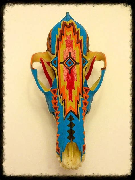 Hand Painted Coyote Skull Southwest With By Coloradorusticcabin