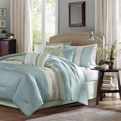 Amherst 7 Piece Comforter Set By Madison Park Green Size Queen In