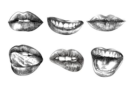 premium vector lips hand drawn sketch illustration