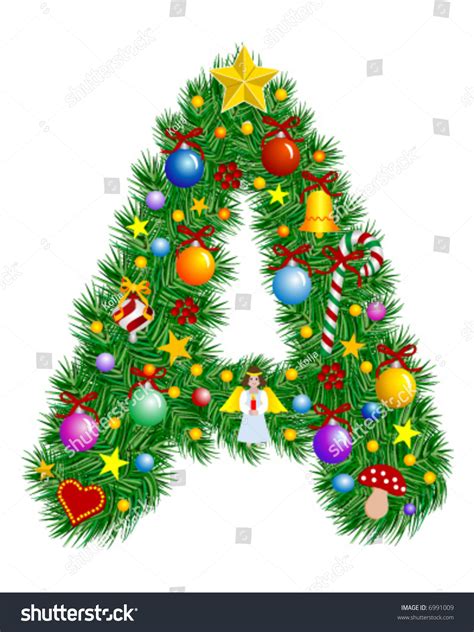 Letter Christmas Tree Decoration Alphabet Stock Vector Royalty Free