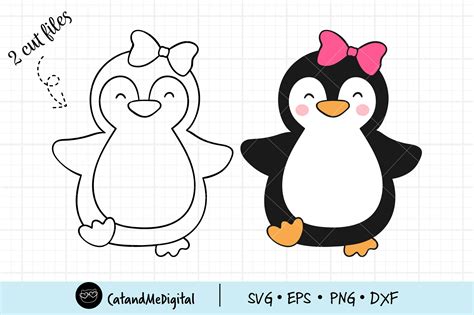 Penguin With Bow Graphic By Catandme Creative Fabrica