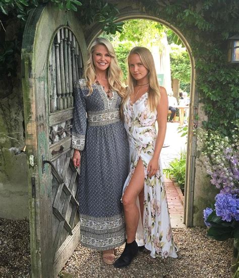 christie brinkley twins with look alike daughter sailor in denim overalls semi casual dresses