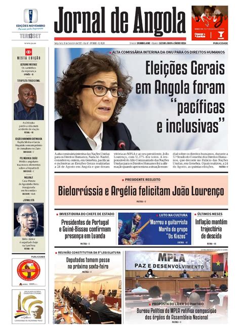 Jornal De Angola Terça 13 De Setembro De 2022