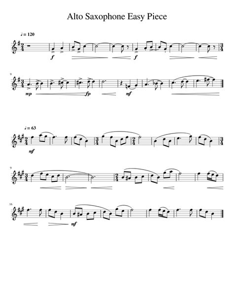 Alto Saxophone Easy Piece Sheet Music For Saxophone Alto Solo