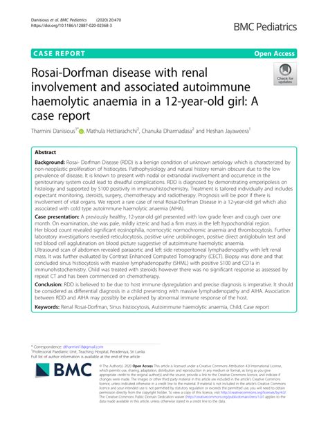 Pdf Rosai Dorfman Disease With Renal Involvement And Associated