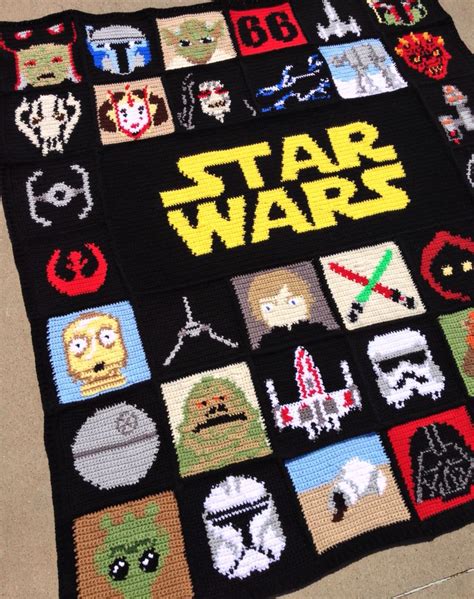 homemade star wars crochet blanket 51 x58