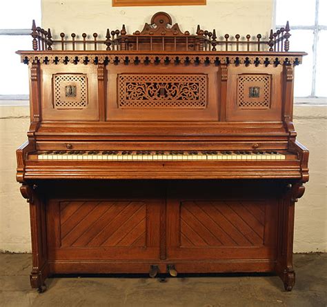 Ornate Gothic Style Sycamore Seiler Xb Upright Piano For Sale