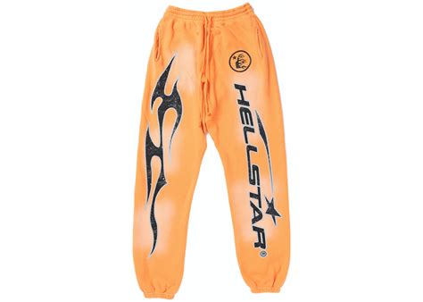 Hellstar Fire Orange Elastic Bottom Sweatpants Stealthny