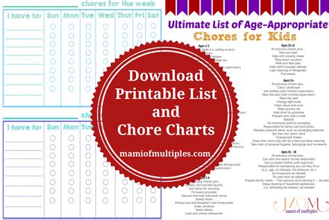 Age Appropriate Chores For Kids And Printable Chore Charts Mami Of