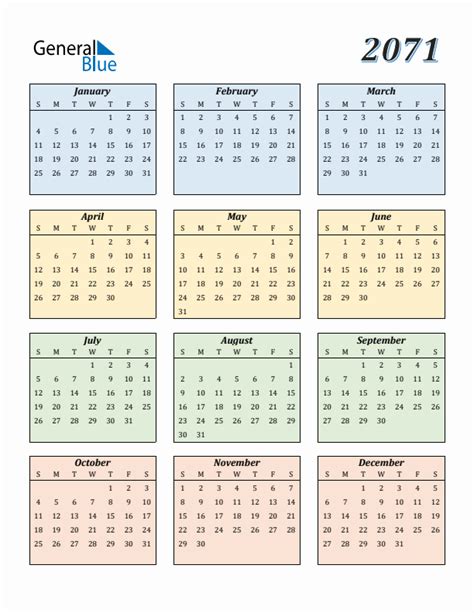 Free 2071 Calendars In Pdf Word Excel