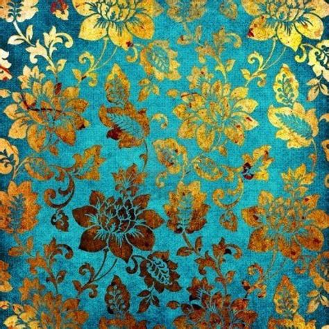 Turquoise And Gold Vintage Floral Backgrounds Turquoise Wallpaper