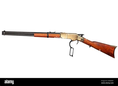 Wild West Period 44 40 Lever Action Repeating Rifle M1866 Isolated On