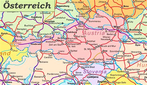 Freier eintritt mit einer karte. Schienennetz karte von Österreich