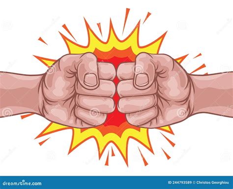 Fist Bump Punch Fists Boxing Cartoon Explosion Stock Vector