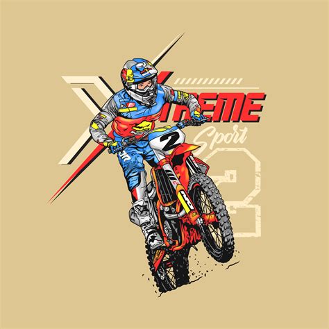 Motocross Extreme Sports Rider In Action Vector Illustration Design