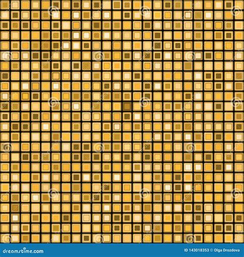 Seamless Mosaic Pattern With Golden Squares Stock Illustration